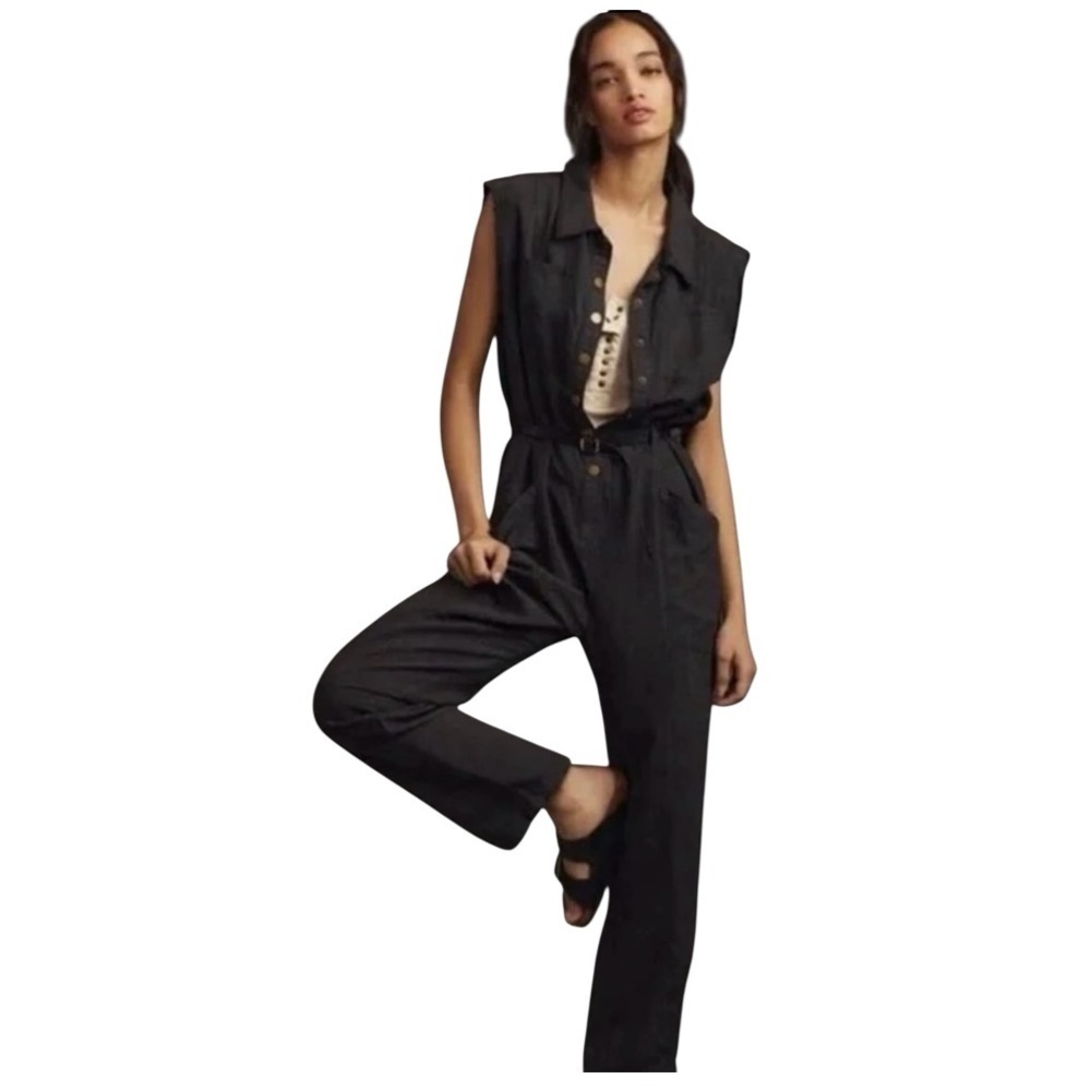 Pilcro Sleeveless Mechanic Romper by Anthropologie NWOT Size Medium Linen blend